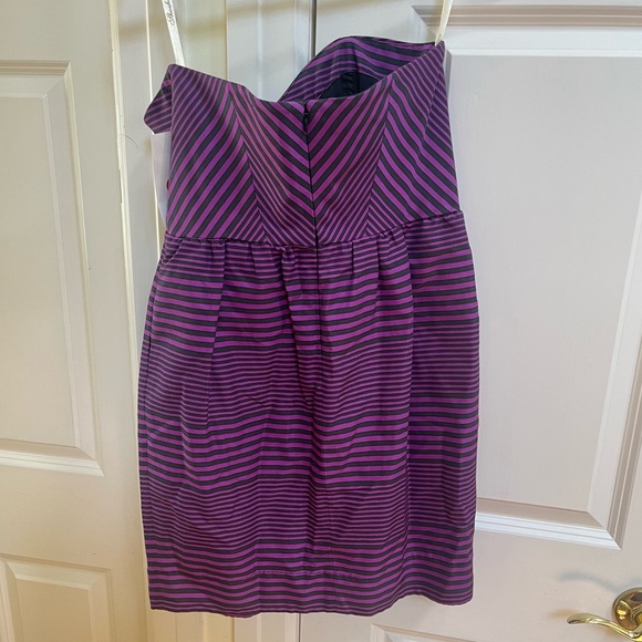 Shoshanna Optical Bustier Purple Striped Dress - Picture 6 of 6